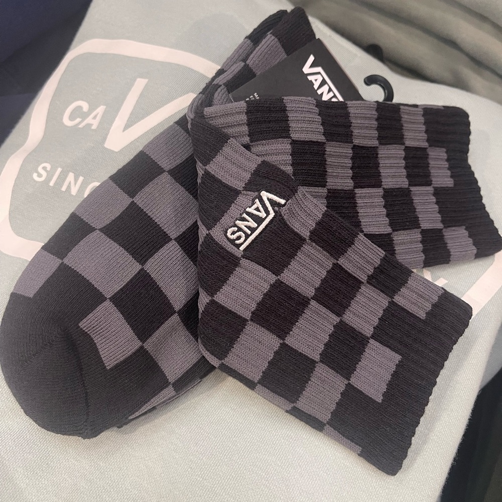 Vans Checkerboard Pewter / Black Crew Socks (1 pair) - Picture 3 of 16